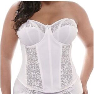 Goddess White Lace Bustier Corset Bra Longline Bridal Lingerie Plus Size 42DDD